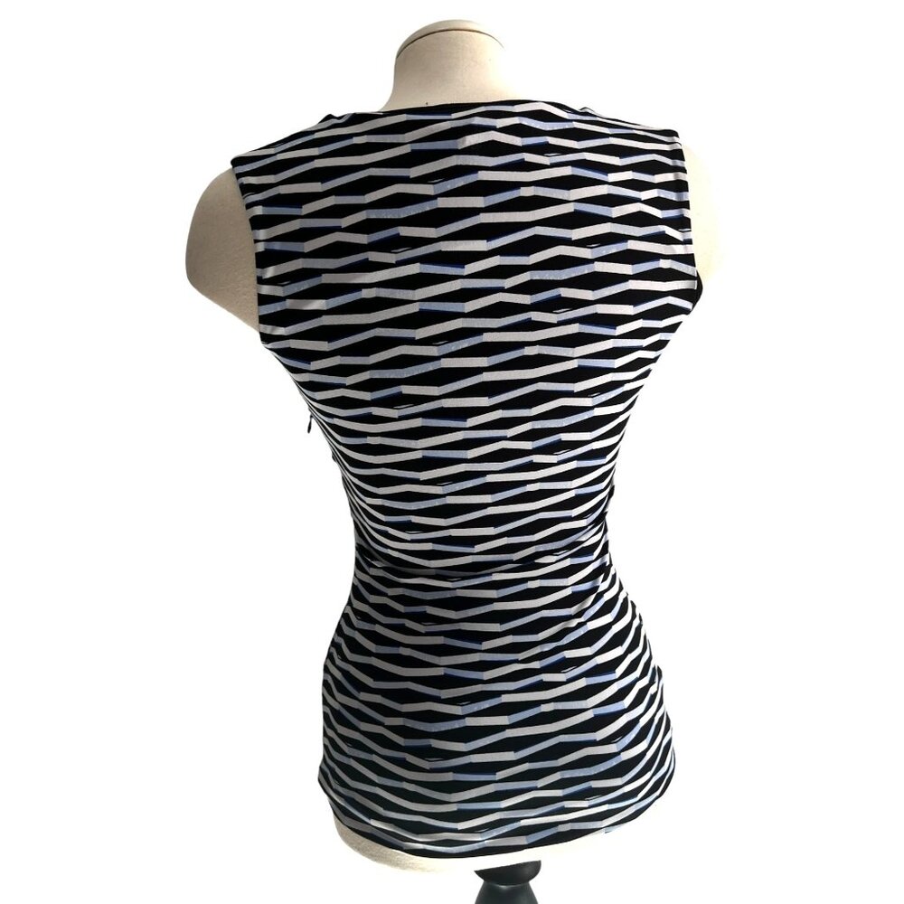 White House Black Market Sweetheart Neck Sleeveless Blouse Sz XS Womens Blue Bla - Picture 2 of 10